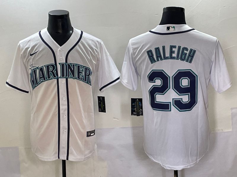 Men 2025 Seattle Mariners 29 Raleigh White Game Nike MLB Jersey style 1